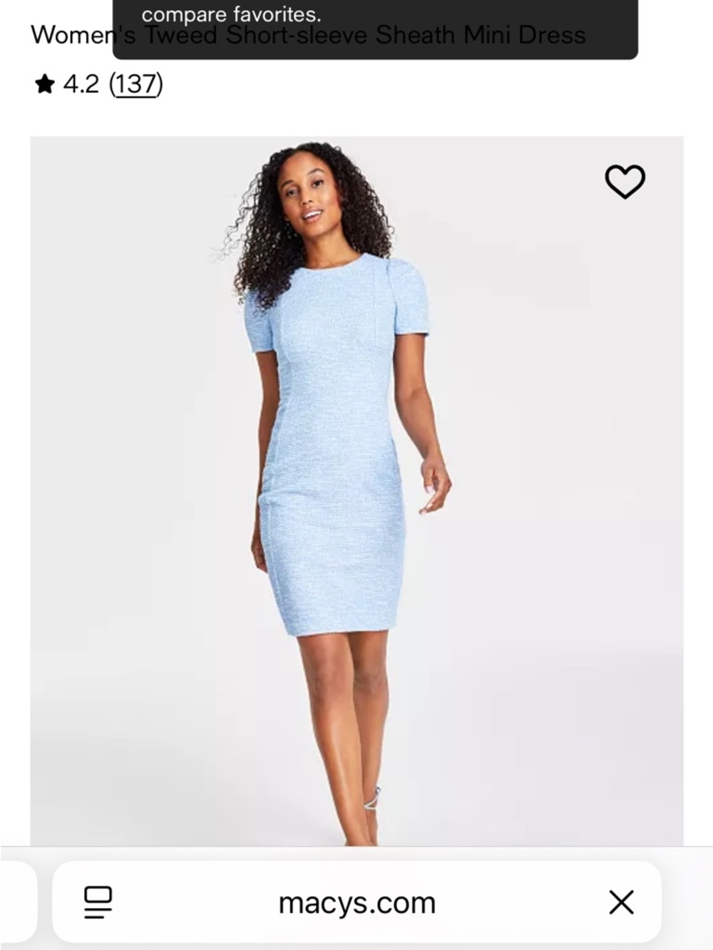 NWT Calvin Klein tweed short sleeve mini dress